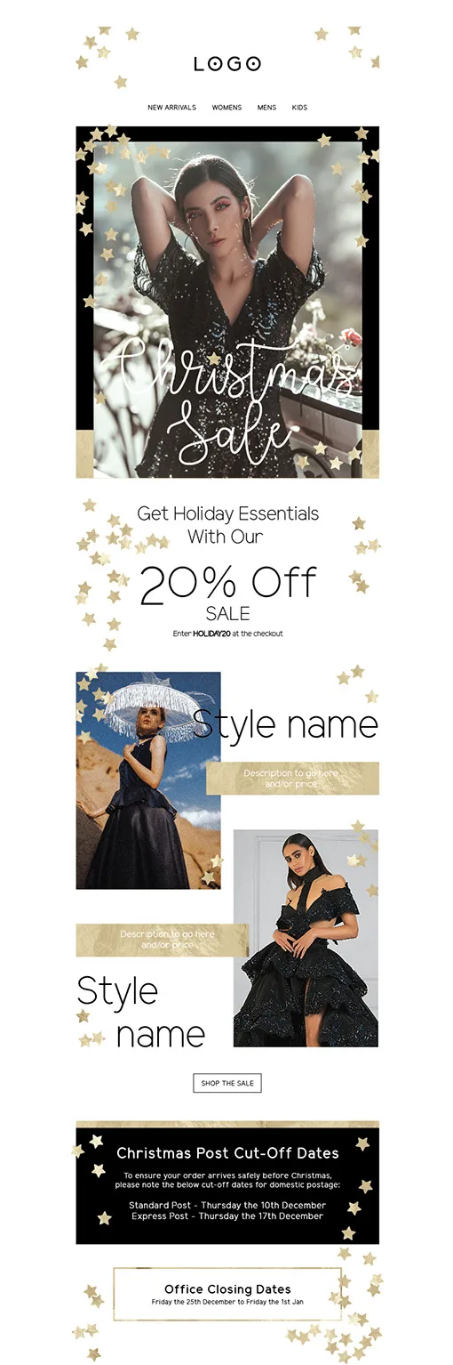 Black and Gold Christmas Email Design Style Black and Gold Christmas Email Design Style